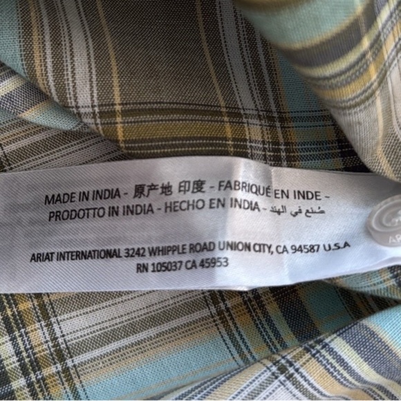 Ariat Atticus Western Shirt Mens Green Plaid Short Sleeve. Size Large. - Picture 10 of 13